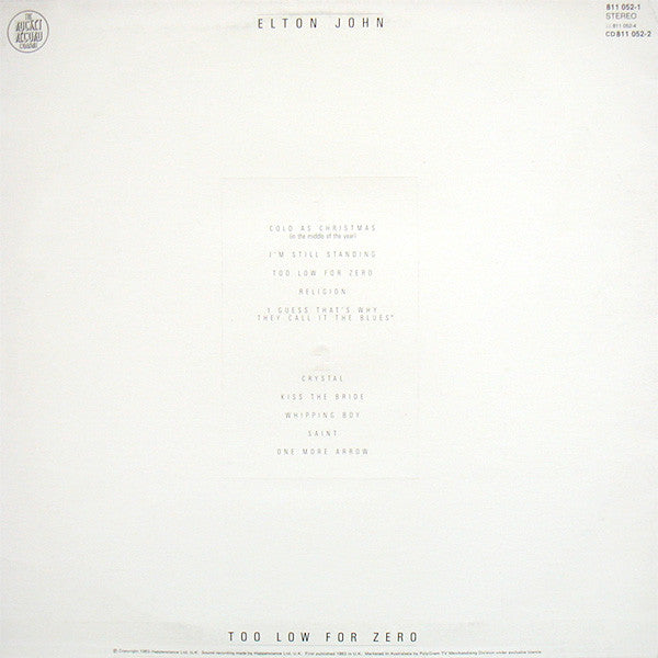 Elton John – Too Low For Zero