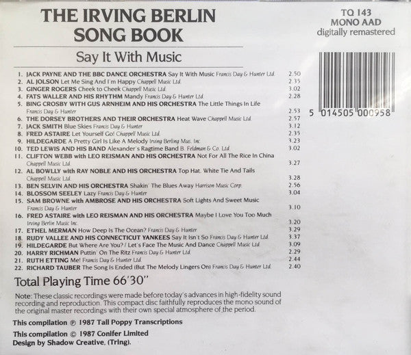 Various – The Irving Berlin Song Book - Say It With Music